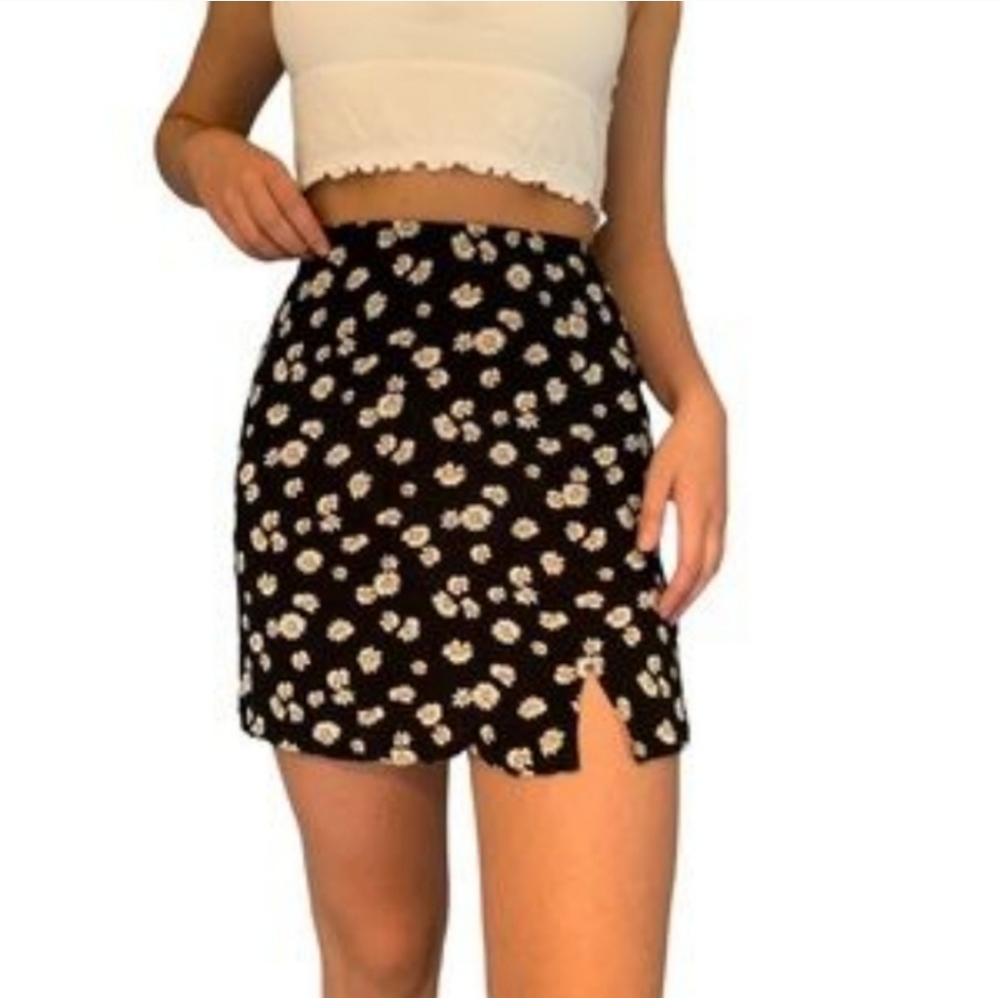 Hollister Floral Black Mini Skirt